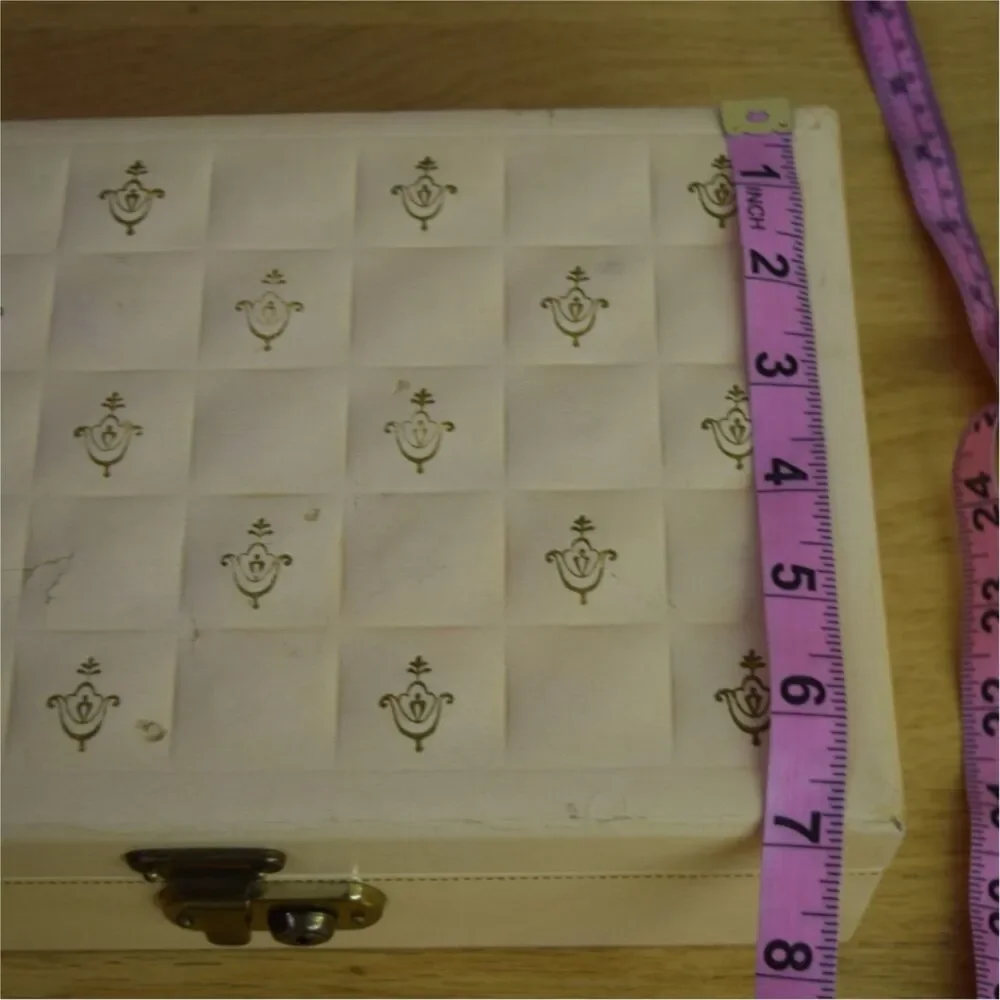 Vintage Jewelry Box Organizer Beige MCM Pink Satin Lined 2 Tier Cottage Glam